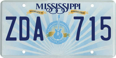 MS license plate ZDA715