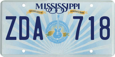 MS license plate ZDA718