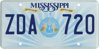 MS license plate ZDA720