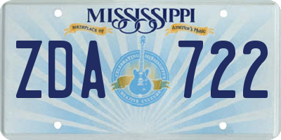 MS license plate ZDA722