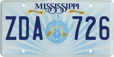 MS license plate ZDA726
