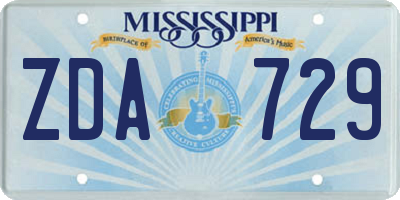 MS license plate ZDA729