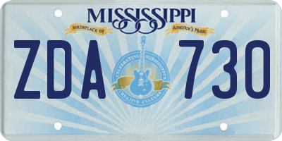 MS license plate ZDA730