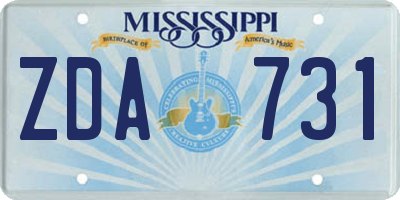 MS license plate ZDA731