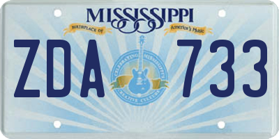 MS license plate ZDA733