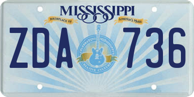 MS license plate ZDA736