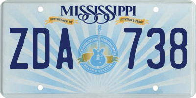 MS license plate ZDA738