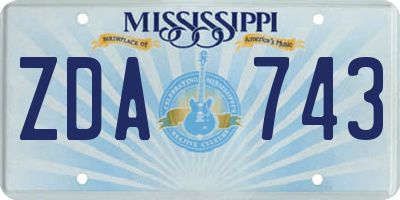 MS license plate ZDA743
