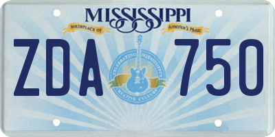 MS license plate ZDA750