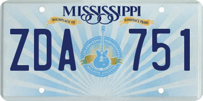 MS license plate ZDA751