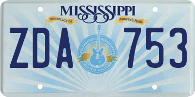 MS license plate ZDA753