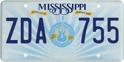 MS license plate ZDA755