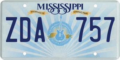 MS license plate ZDA757