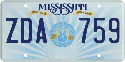 MS license plate ZDA759