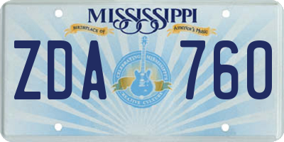 MS license plate ZDA760