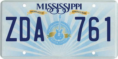 MS license plate ZDA761