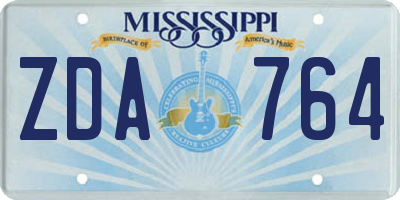 MS license plate ZDA764