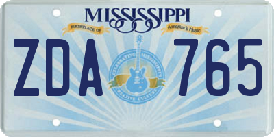 MS license plate ZDA765