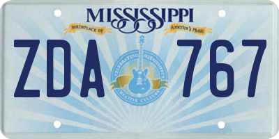 MS license plate ZDA767