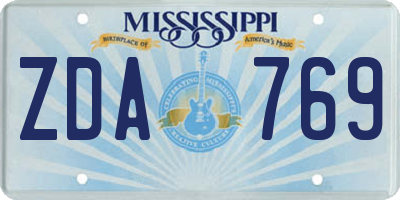 MS license plate ZDA769
