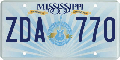 MS license plate ZDA770