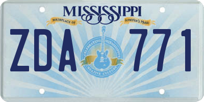 MS license plate ZDA771