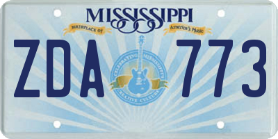 MS license plate ZDA773