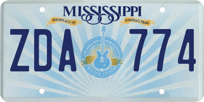 MS license plate ZDA774
