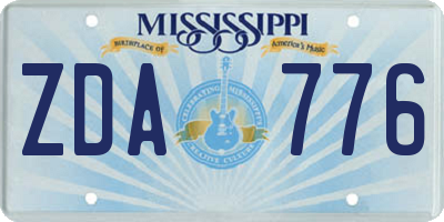 MS license plate ZDA776