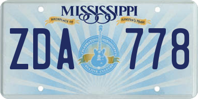MS license plate ZDA778