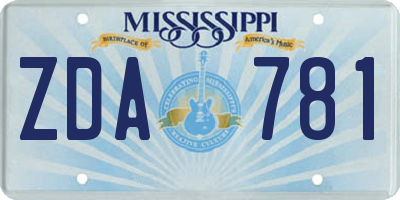 MS license plate ZDA781