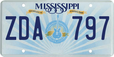 MS license plate ZDA797
