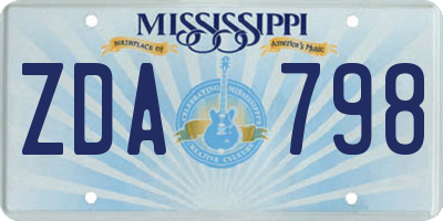 MS license plate ZDA798