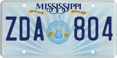 MS license plate ZDA804