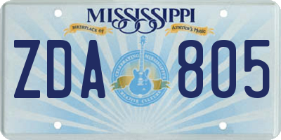 MS license plate ZDA805