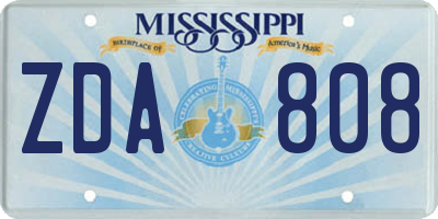 MS license plate ZDA808