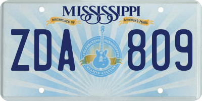 MS license plate ZDA809