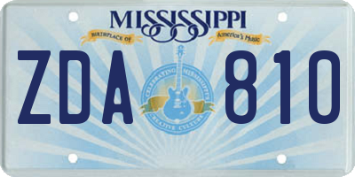 MS license plate ZDA810