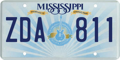 MS license plate ZDA811