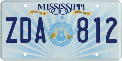 MS license plate ZDA812
