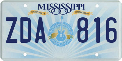 MS license plate ZDA816