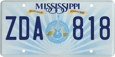 MS license plate ZDA818