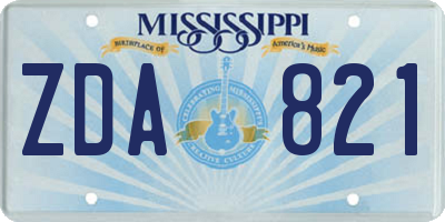 MS license plate ZDA821
