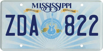 MS license plate ZDA822