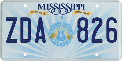 MS license plate ZDA826