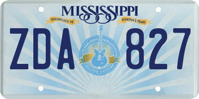 MS license plate ZDA827