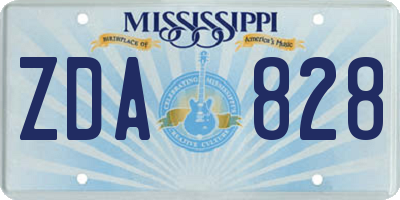 MS license plate ZDA828