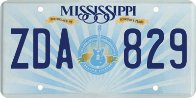 MS license plate ZDA829