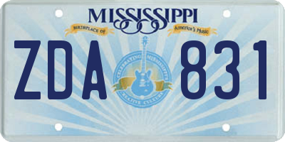 MS license plate ZDA831