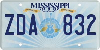 MS license plate ZDA832
